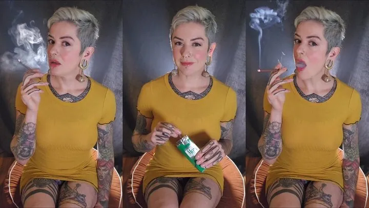 Lace Simply Smoking a More 120 in a Yellow Dress