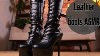 Leather boots teasing