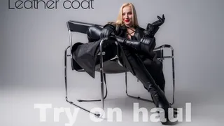 LEATHER COAT try on