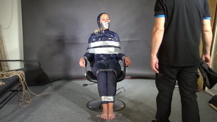 Alice bound, gagged and vibed in shiny nylon Rainwear (and she enjoyed it)