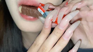 #108 - Eating candy with long natural nails