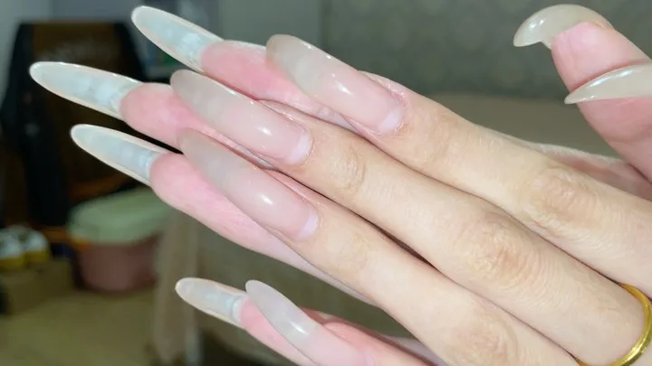 #79 - Long natural nails from the side