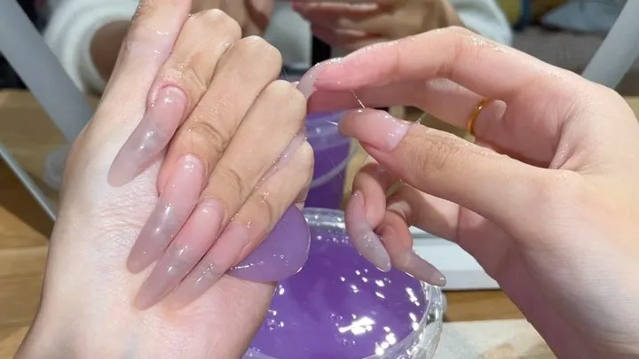 #137 - Long nails playing with slime