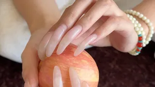 #142 - Long natural nails piercing apple