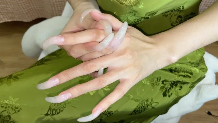 #147 - Nails and hand care in green dress