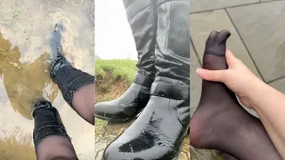 Soaked Slut Boots on a Flooded Walk