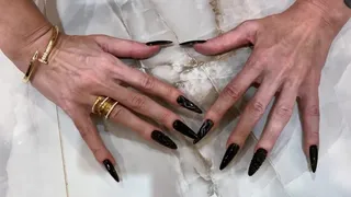 Long black nails and hands worship