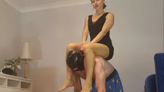 Ride and Sniff You Idiot! Submissive Training, Foot Fetish, Pantyhose Domination