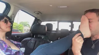 Foot worship in Car