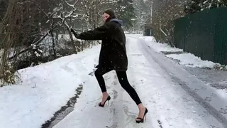 Stiletto high heels on ice