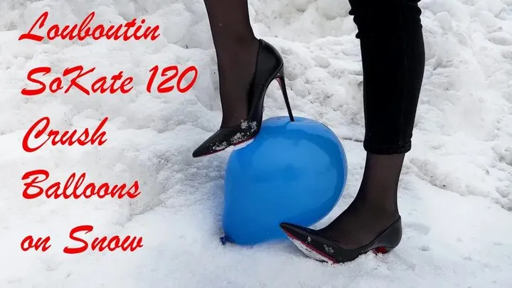 Crush Balloons in Louboutin So Kate 120 on Snow, High Heels Crush Balloons, Heels Sinking