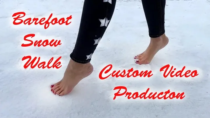 Sweetlana Walking Barefoot on Snow, barefoot snow walking, frozen feet, girl snow walking