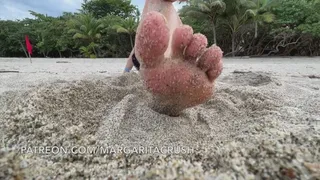 Giantess Tosses Tiny Man as He Worships Her Feet