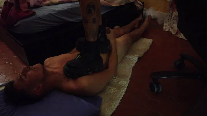 Tattooed Goth - Cbt and Trampling with Huge Boot