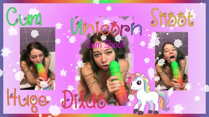 Very Huge Unicorn Dildo Hot Cum on Face