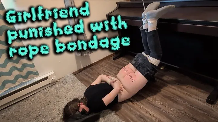 Girlfriend punished in partial suspension bondage