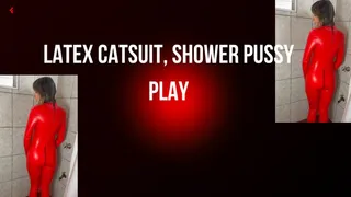 shower latex catsuit