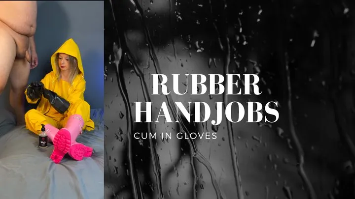 rubber handjobs and cum in gloves