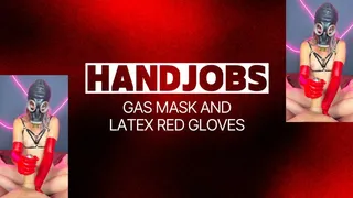 gas mask handjobs in red latex gloves