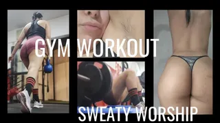 Work at the gym, worship my sweaty body at home