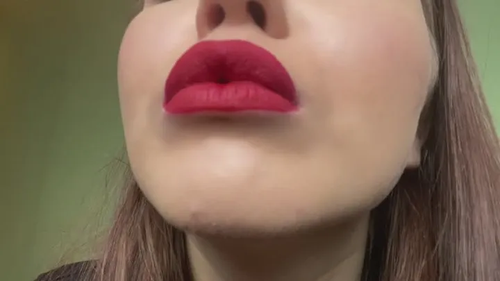 close up red lips