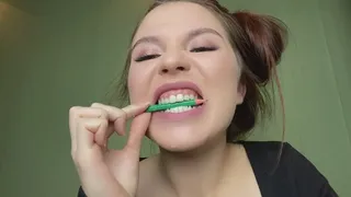 Biting a pencil