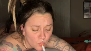 Chery smokes for you while Kurt enjoys her from behind