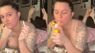 Chery Smokes & Shows Off Her Bare Soles