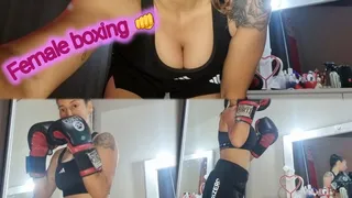 Female boxing Training sweaty