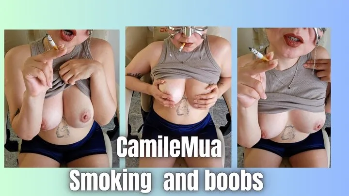 Smoking fetish and boobs