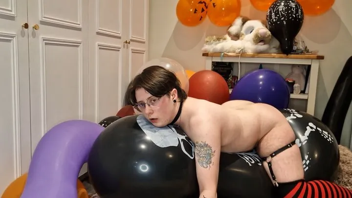 Halloween Balloon Play - blowup, riding, orgasm - FTM