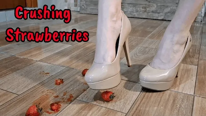 #02 Ruby Trampling Strawberries with High Heels and Barefoot