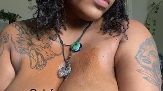 Chubby oily belly and titty play