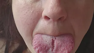 mouth open tongue out with moaning