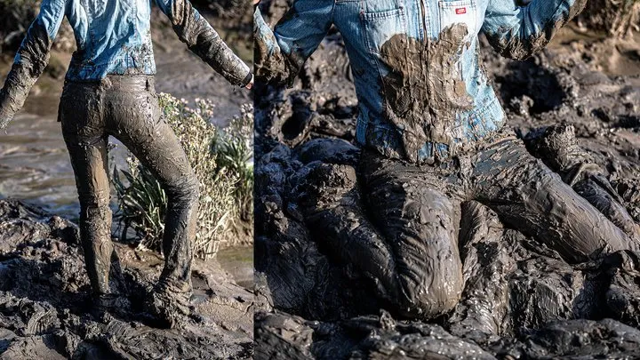 Deep mud exploration - Mud trashing my Victoria Beckham Jeans and my denim jacket