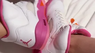 Closeup jerking and shooting cum on my Jordan 5's